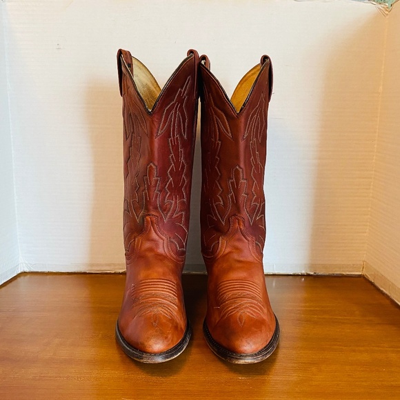 Vintage Dan Post Marlboro Mens Leather USA Hand Made Western Boots, 9D. - Picture 9 of 9